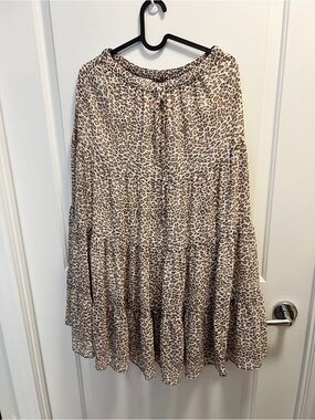 Aerie Women’s Beige Leopard Print Tiered Skirt